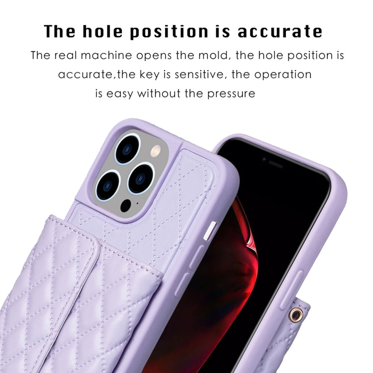 For iPhone 14 Pro Max Horizontal Wallet Rhombic Leather Phone Case