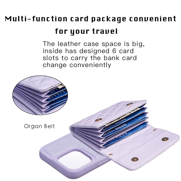 For iPhone 14 Pro Max Horizontal Wallet Rhombic Leather Phone Case