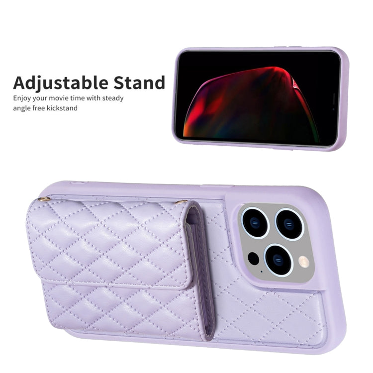 For iPhone 14 Pro Max Horizontal Wallet Rhombic Leather Phone Case