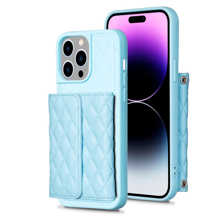 For iPhone 14 Pro Max Horizontal Wallet Rhombic Leather Phone Case