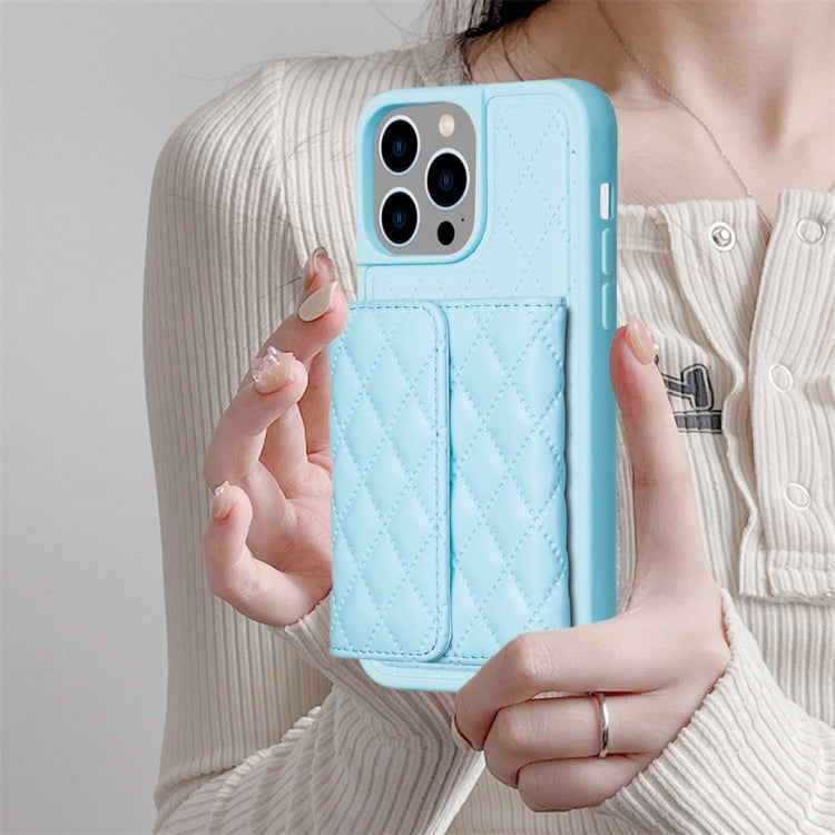 For iPhone 14 Pro Max Horizontal Wallet Rhombic Leather Phone Case