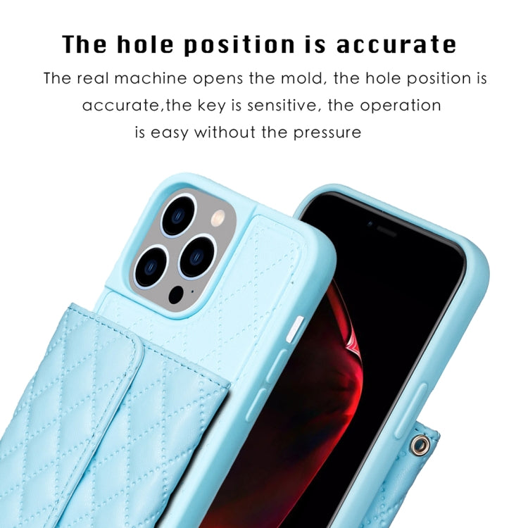 For iPhone 14 Pro Max Horizontal Wallet Rhombic Leather Phone Case