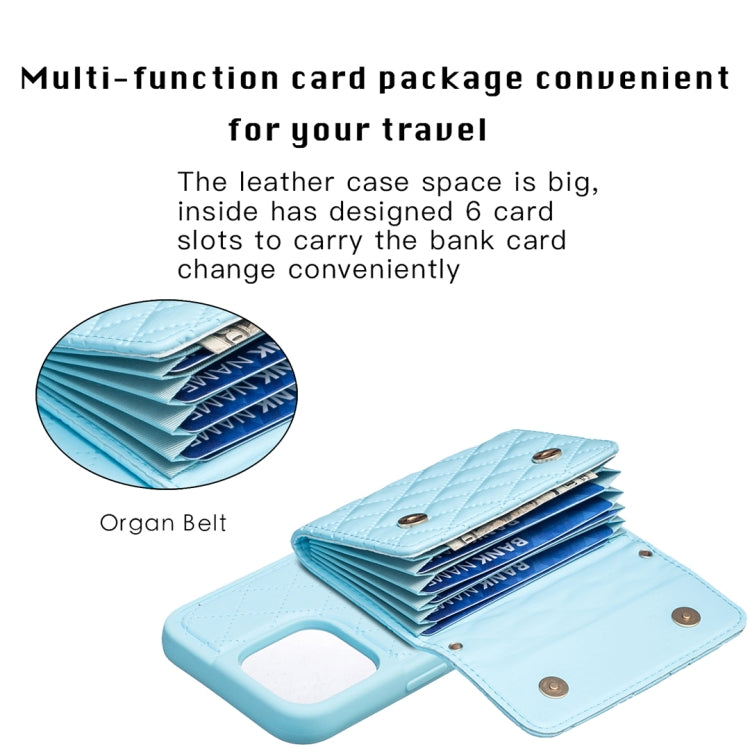For iPhone 14 Pro Max Horizontal Wallet Rhombic Leather Phone Case