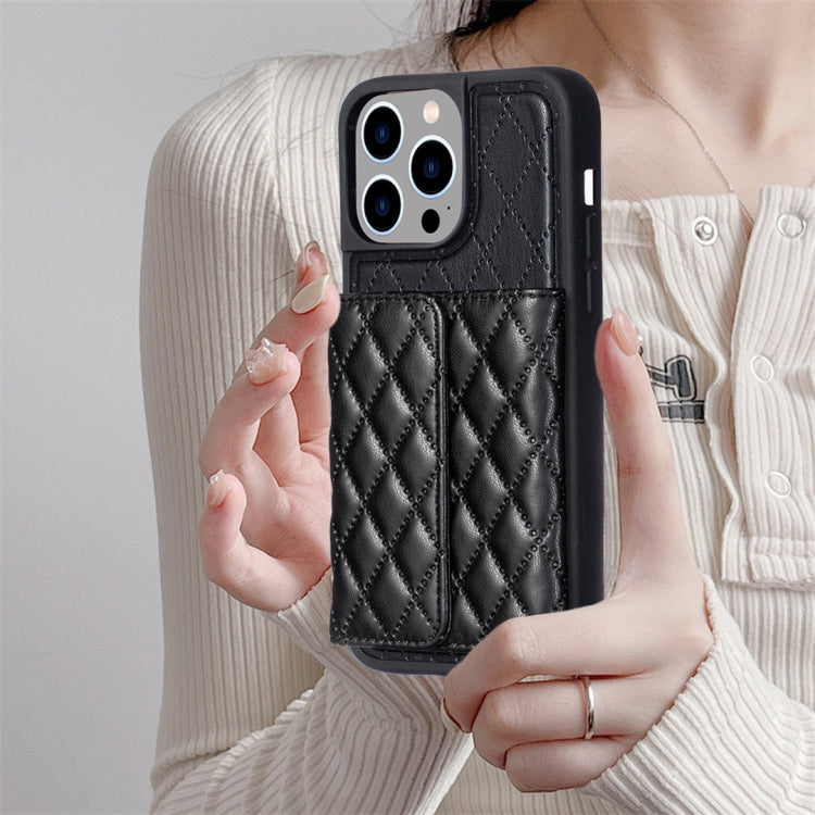For iPhone 14 Pro Max Horizontal Wallet Rhombic Leather Phone Case