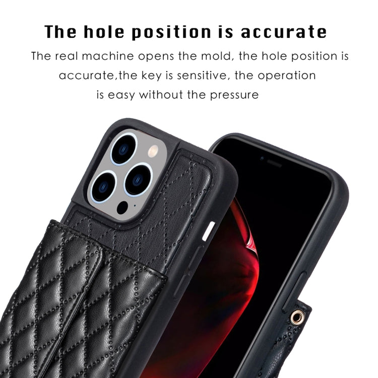 For iPhone 14 Pro Max Horizontal Wallet Rhombic Leather Phone Case