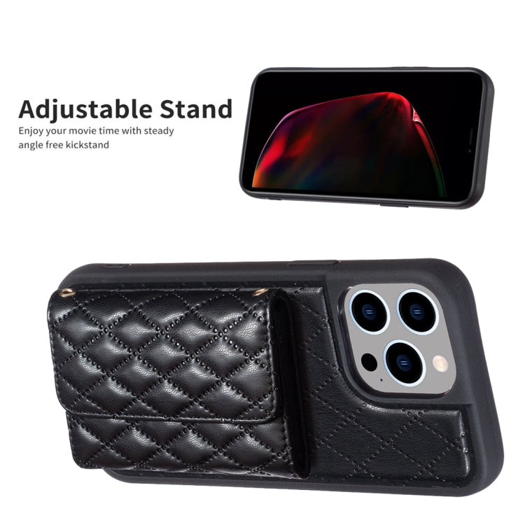 For iPhone 14 Pro Max Horizontal Wallet Rhombic Leather Phone Case