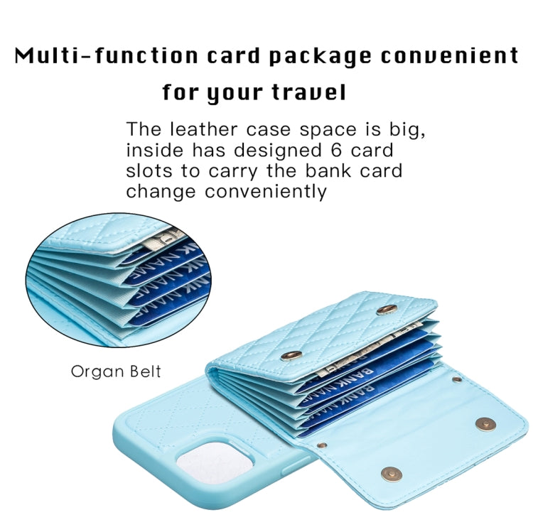 For iPhone 13 Horizontal Wallet Rhombic Leather Phone Case