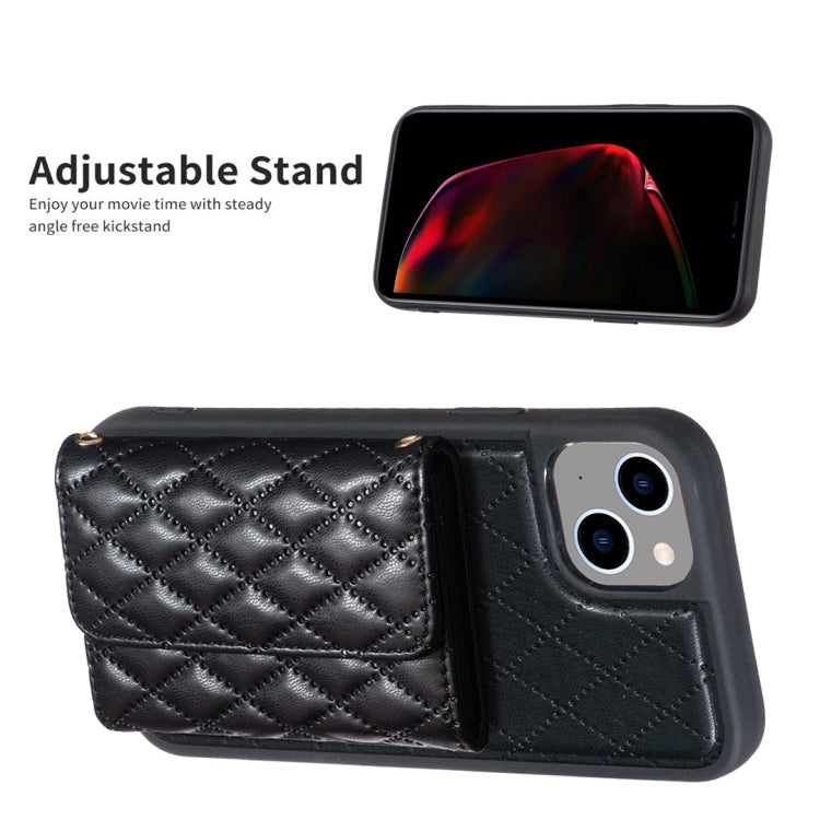 For iPhone 13 Horizontal Wallet Rhombic Leather Phone Case