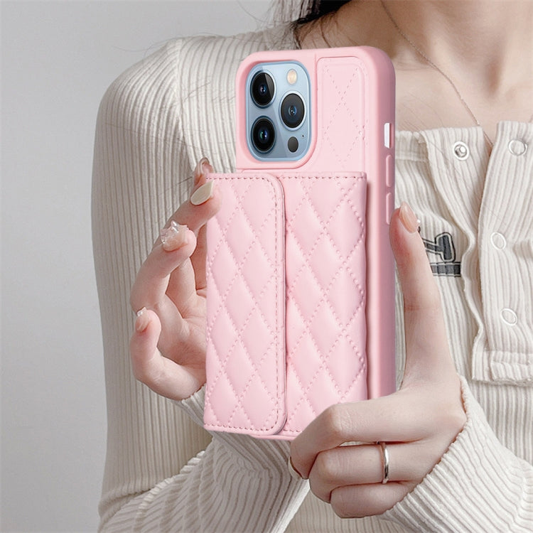 For iPhone 13 Pro Horizontal Wallet Rhombic Leather Phone Case