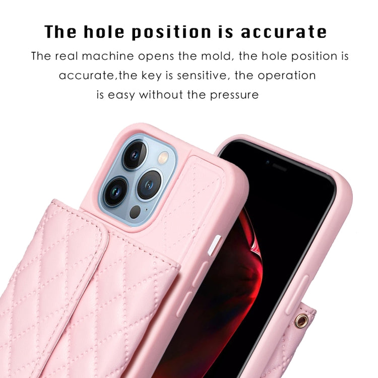 For iPhone 13 Pro Horizontal Wallet Rhombic Leather Phone Case