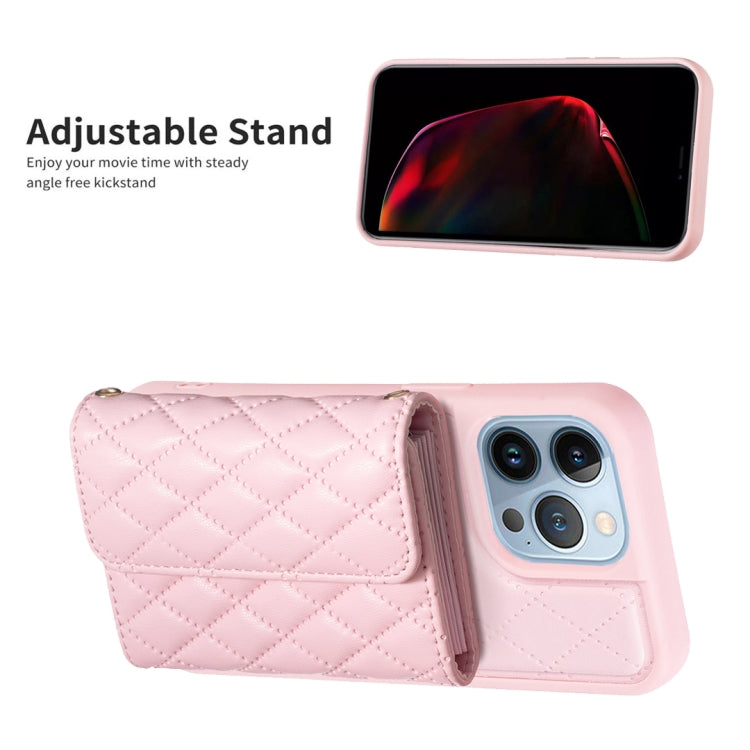 For iPhone 13 Pro Horizontal Wallet Rhombic Leather Phone Case