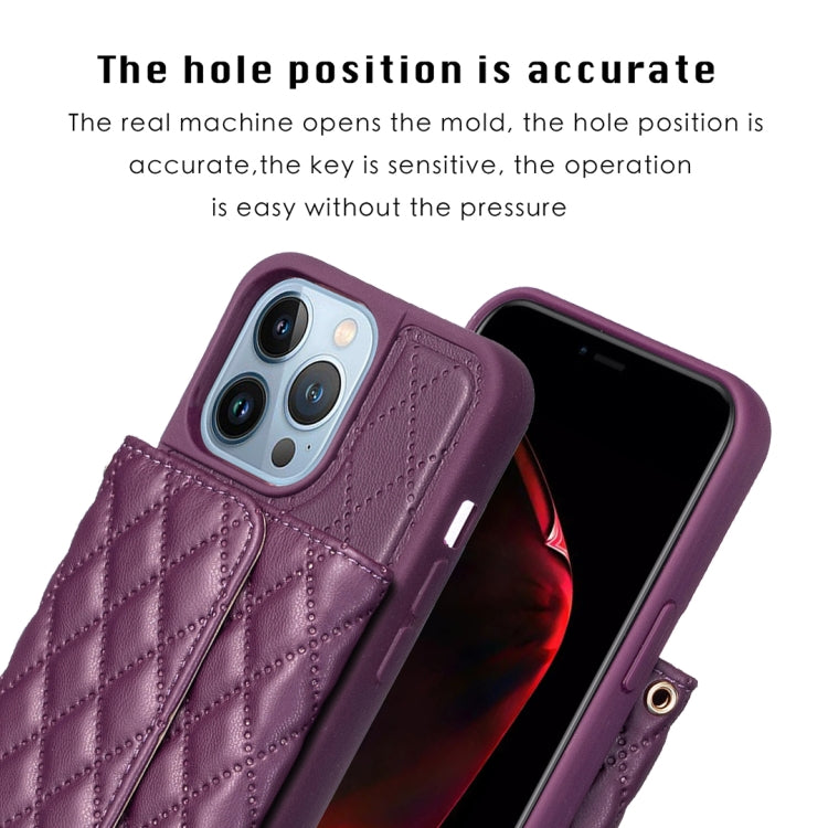 For iPhone 13 Pro Horizontal Wallet Rhombic Leather Phone Case
