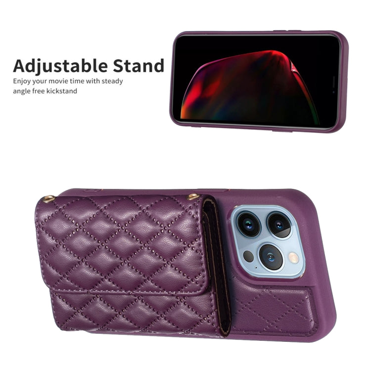 For iPhone 13 Pro Horizontal Wallet Rhombic Leather Phone Case
