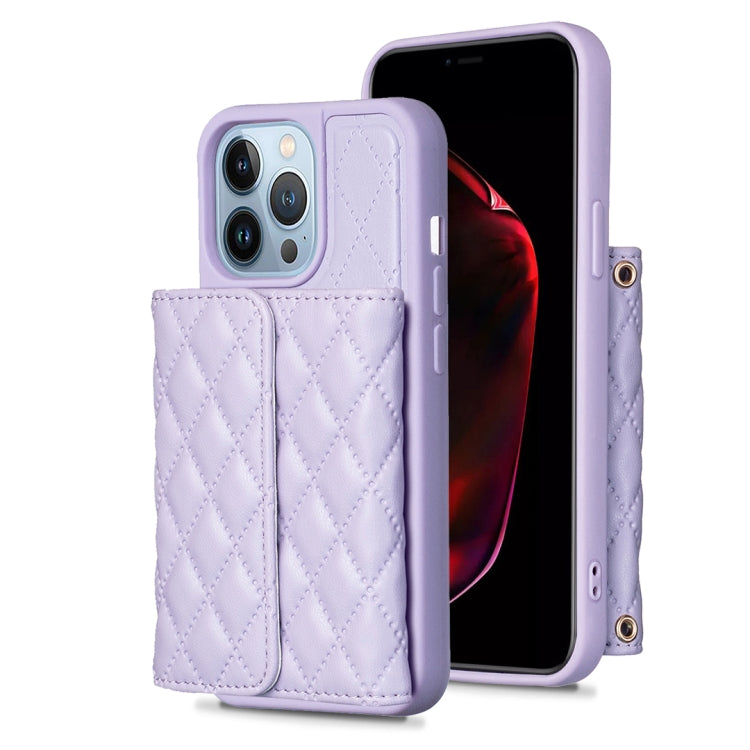 For iPhone 13 Pro Horizontal Wallet Rhombic Leather Phone Case
