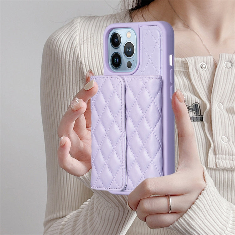 For iPhone 13 Pro Horizontal Wallet Rhombic Leather Phone Case