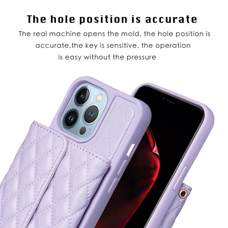 For iPhone 13 Pro Horizontal Wallet Rhombic Leather Phone Case
