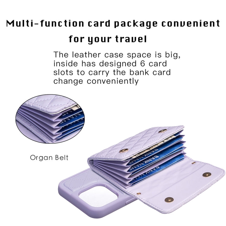 For iPhone 13 Pro Horizontal Wallet Rhombic Leather Phone Case