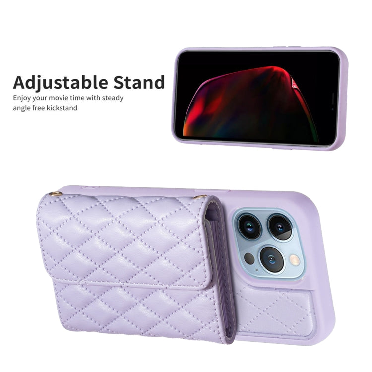For iPhone 13 Pro Horizontal Wallet Rhombic Leather Phone Case