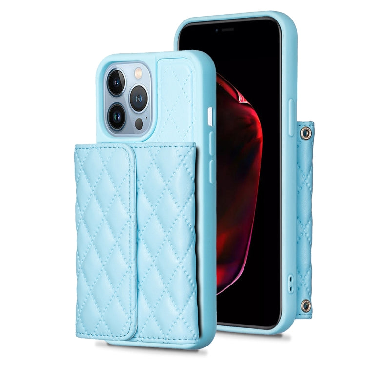 For iPhone 13 Pro Horizontal Wallet Rhombic Leather Phone Case