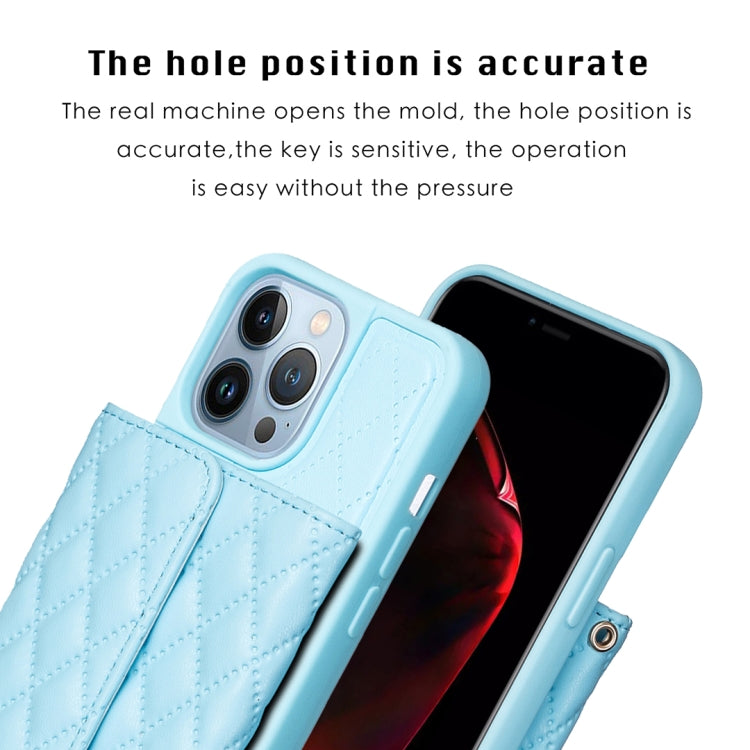 For iPhone 13 Pro Horizontal Wallet Rhombic Leather Phone Case