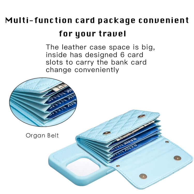 For iPhone 13 Pro Horizontal Wallet Rhombic Leather Phone Case