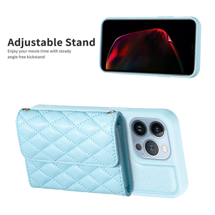 For iPhone 13 Pro Horizontal Wallet Rhombic Leather Phone Case