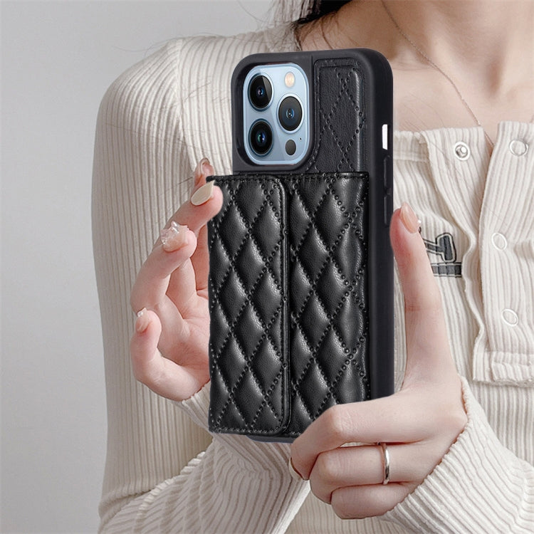 For iPhone 13 Pro Horizontal Wallet Rhombic Leather Phone Case