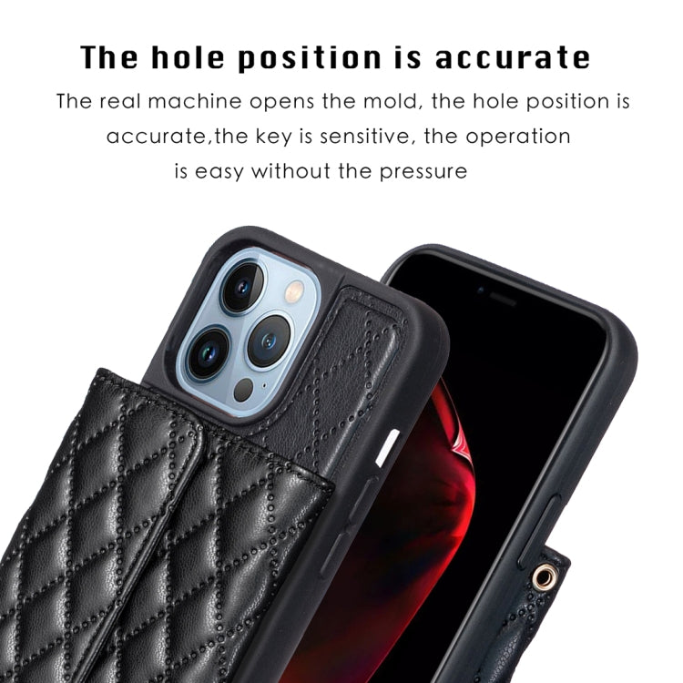 For iPhone 13 Pro Horizontal Wallet Rhombic Leather Phone Case