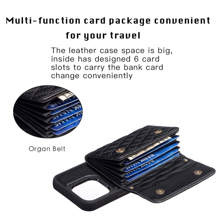 For iPhone 13 Pro Horizontal Wallet Rhombic Leather Phone Case