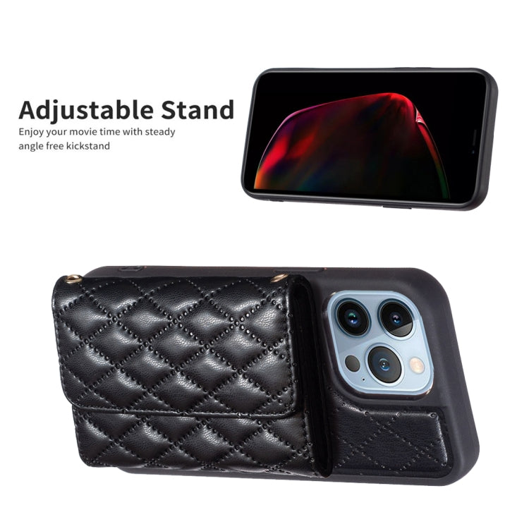 For iPhone 13 Pro Horizontal Wallet Rhombic Leather Phone Case