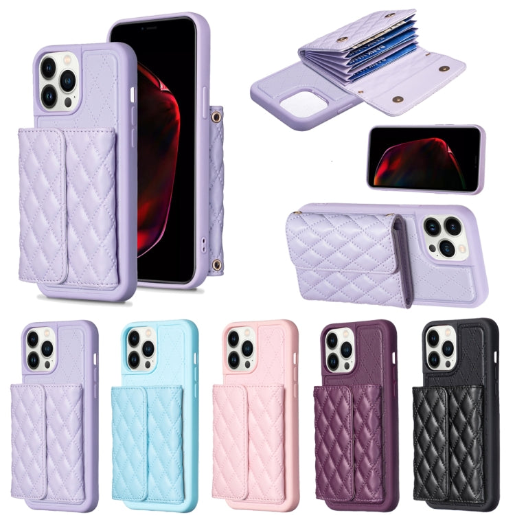 For iPhone 13 Pro Horizontal Wallet Rhombic Leather Phone Case