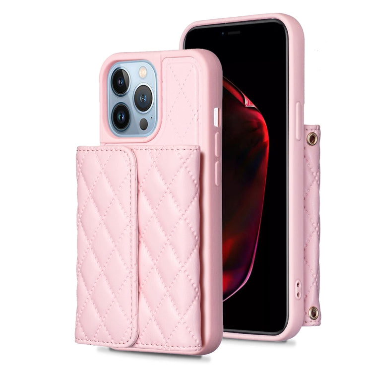 For iPhone 13 Pro Max Horizontal Wallet Rhombic Leather Phone Case