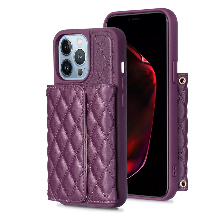 For iPhone 13 Pro Max Horizontal Wallet Rhombic Leather Phone Case