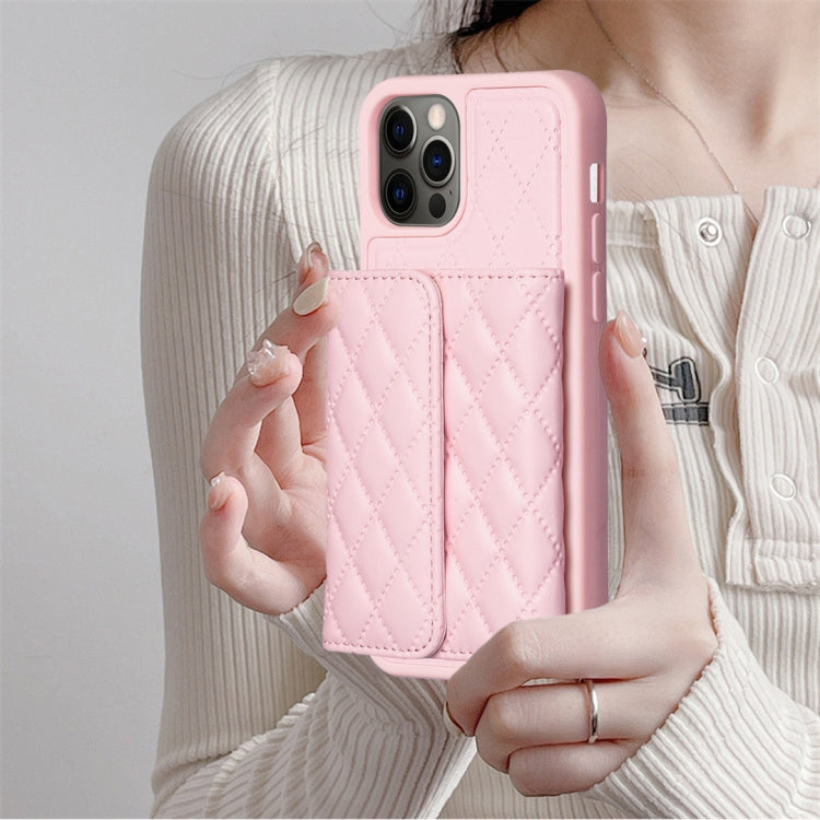 For iPhone 12 / 12 Pro Horizontal Wallet Rhombic Leather Phone Case