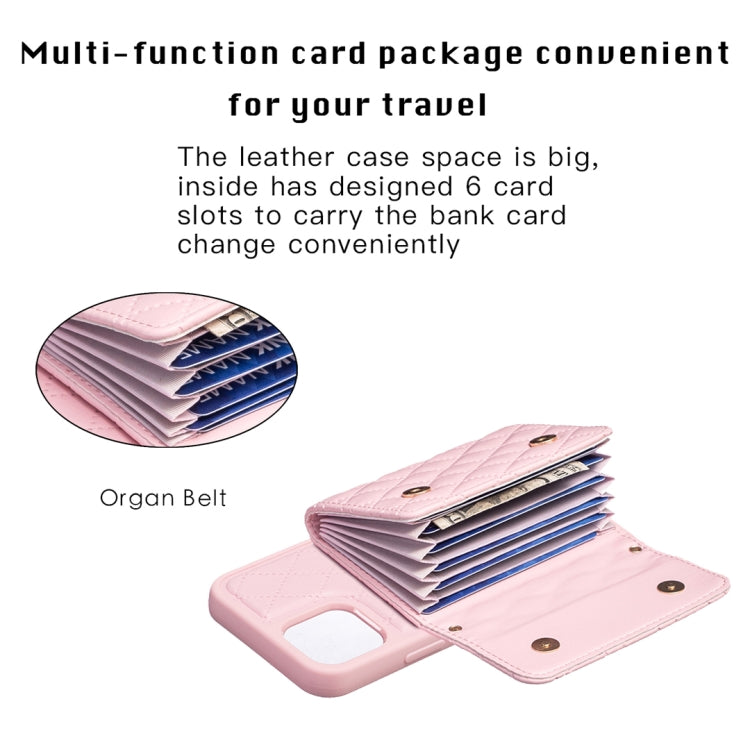 For iPhone 12 / 12 Pro Horizontal Wallet Rhombic Leather Phone Case