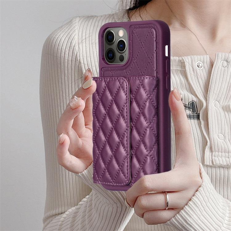 For iPhone 12 / 12 Pro Horizontal Wallet Rhombic Leather Phone Case