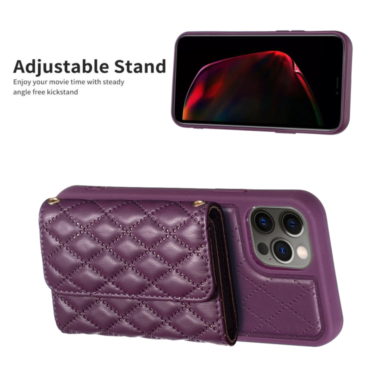 For iPhone 12 / 12 Pro Horizontal Wallet Rhombic Leather Phone Case