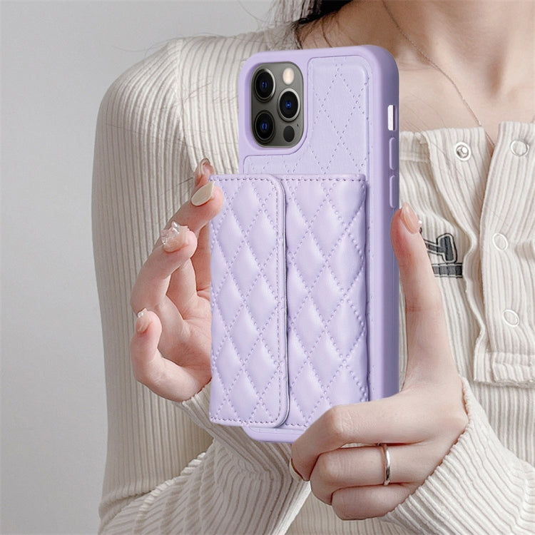 For iPhone 12 / 12 Pro Horizontal Wallet Rhombic Leather Phone Case