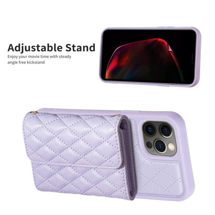 For iPhone 12 / 12 Pro Horizontal Wallet Rhombic Leather Phone Case