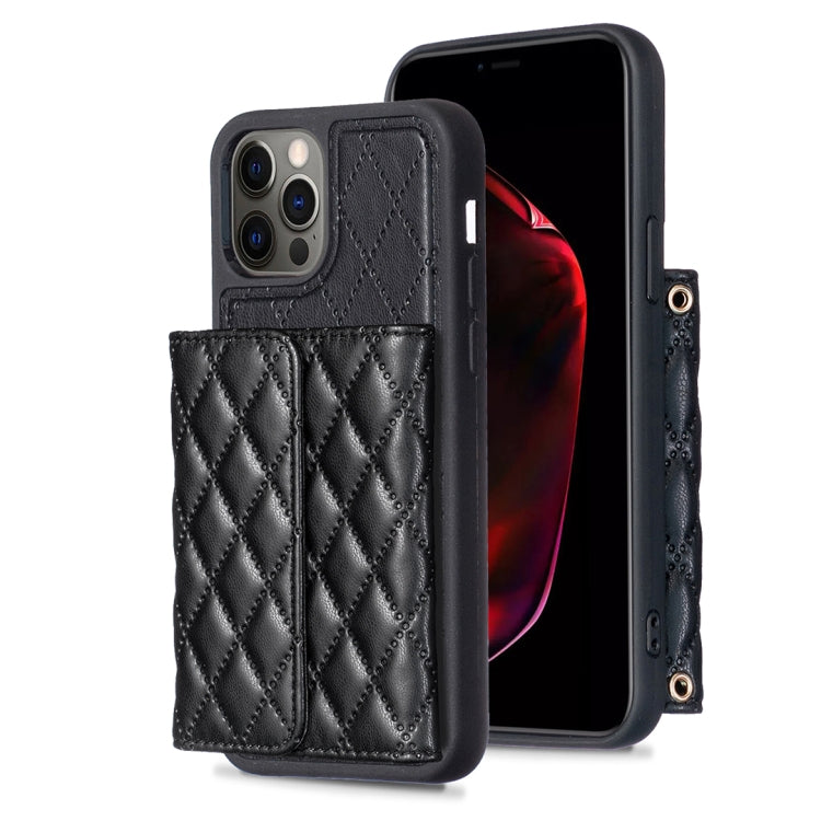 For iPhone 12 / 12 Pro Horizontal Wallet Rhombic Leather Phone Case