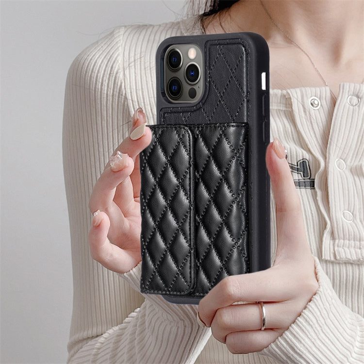 For iPhone 12 / 12 Pro Horizontal Wallet Rhombic Leather Phone Case