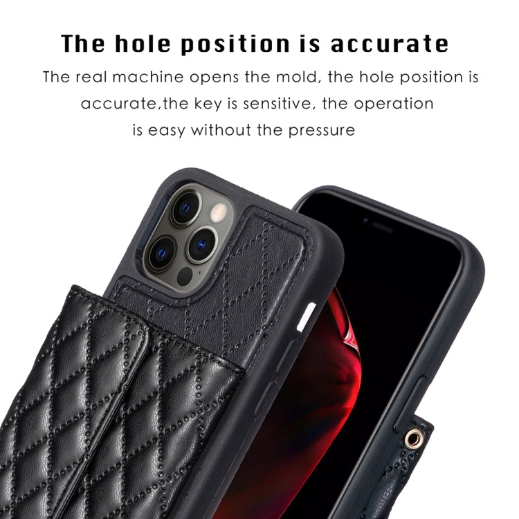 For iPhone 12 / 12 Pro Horizontal Wallet Rhombic Leather Phone Case