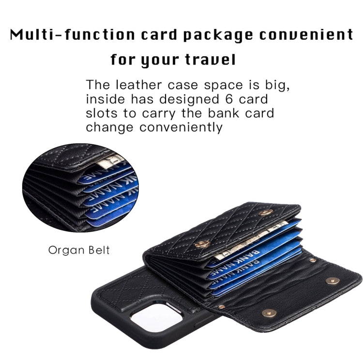 For iPhone 12 / 12 Pro Horizontal Wallet Rhombic Leather Phone Case