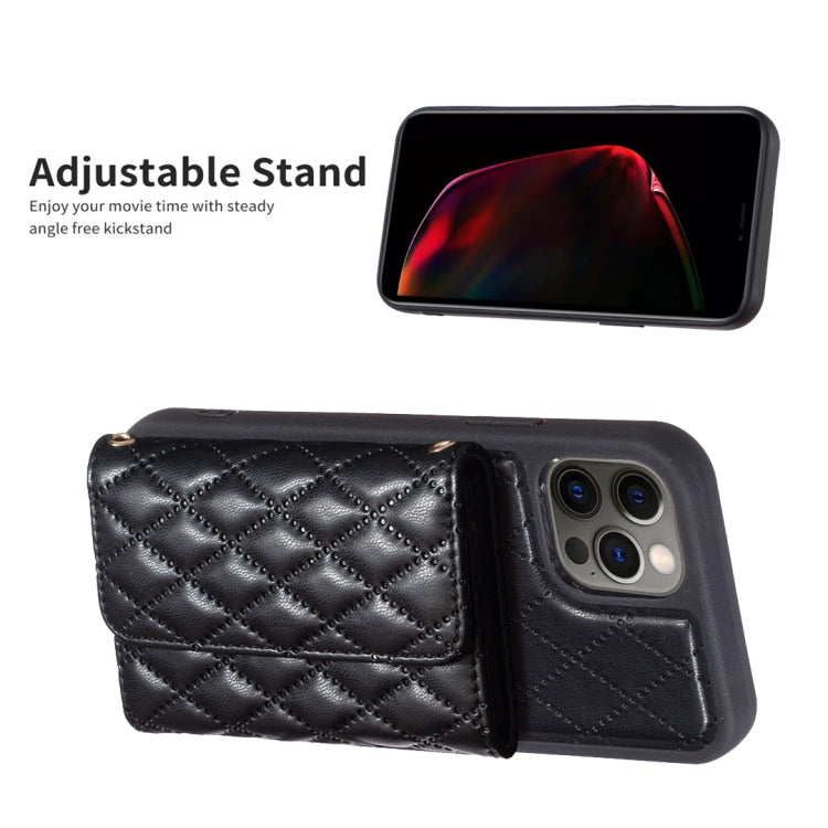 For iPhone 12 / 12 Pro Horizontal Wallet Rhombic Leather Phone Case