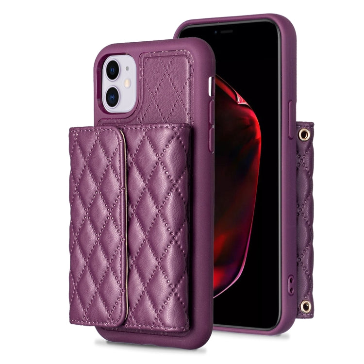 For iPhone 11 Horizontal Wallet Rhombic Leather Phone Case