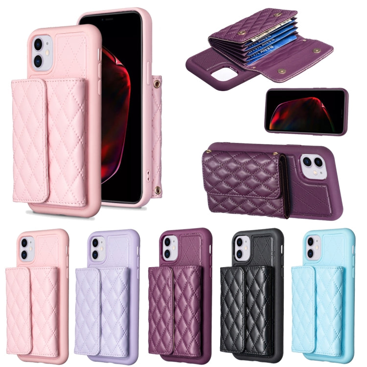 For iPhone 11 Horizontal Wallet Rhombic Leather Phone Case