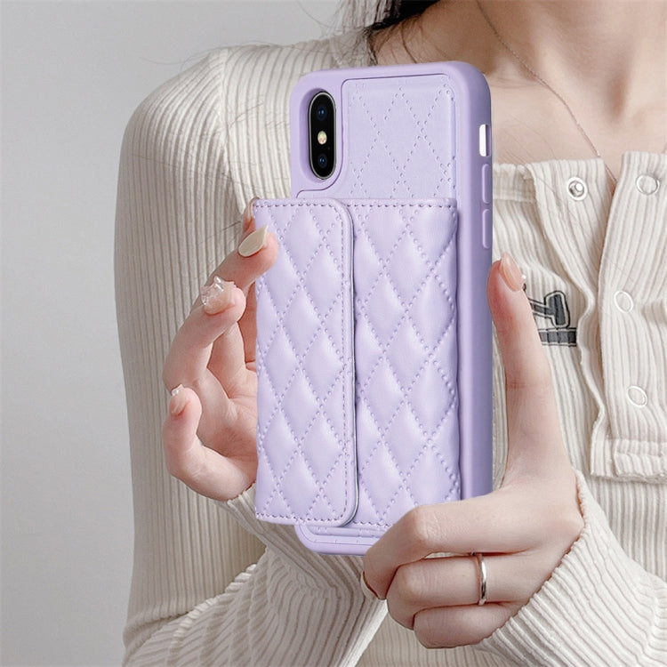 For iPhone X / XS Horizontal Wallet Rhombic Leather Phone Case