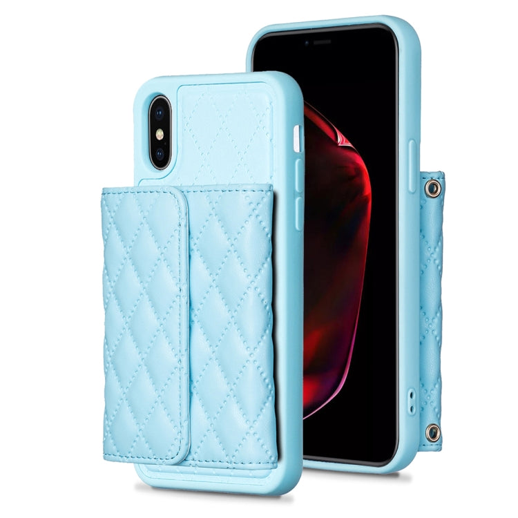 For iPhone X / XS Horizontal Wallet Rhombic Leather Phone Case