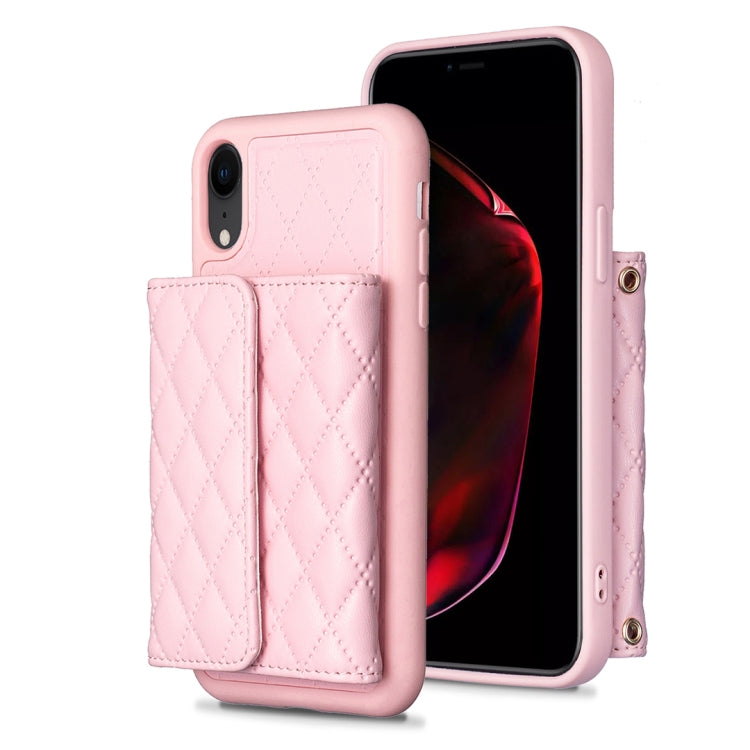 For iPhone XR Horizontal Wallet Rhombic Leather Phone Case