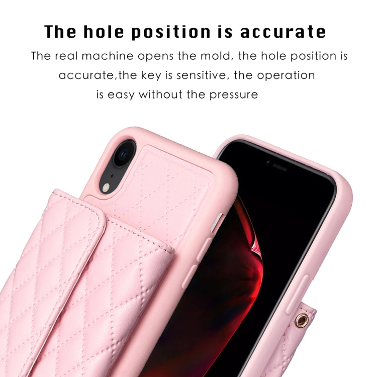 For iPhone XR Horizontal Wallet Rhombic Leather Phone Case